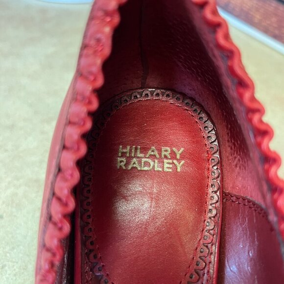 Hilary Radley Red Leather Pumps With Ruffles & Bow - Picture 10 of 16